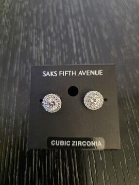 Saks Fifth Avenue Round Cubic Zirconia Halo Stud Earrings - Silver